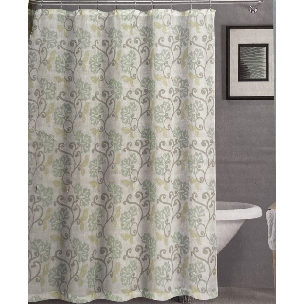 Flower Floral Multi Color Sage Fabric Shower Curtain Bathroom 72 x 70